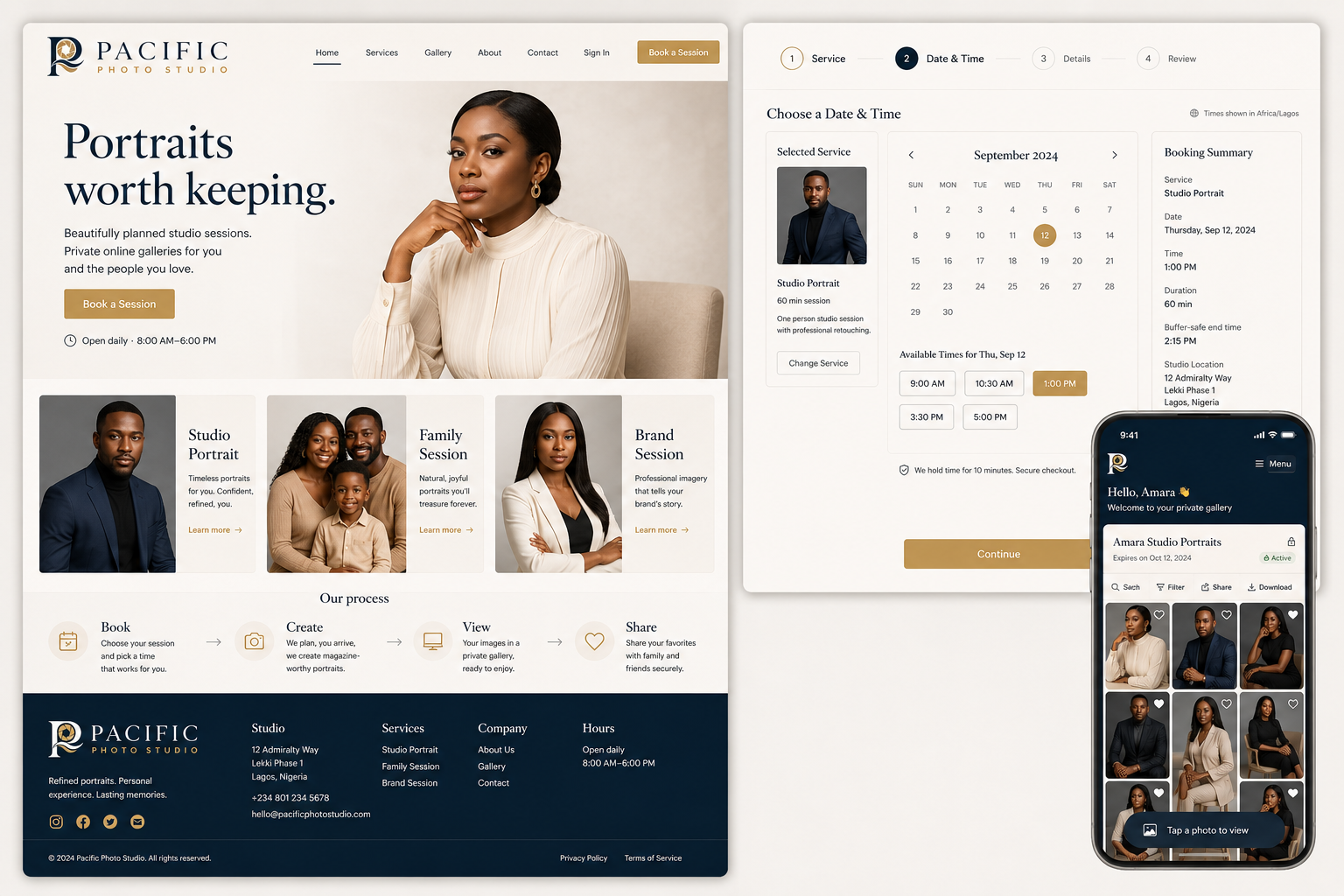 Pacific Photo Studio booking and gallery preview